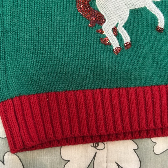 33 Degrees Girls Sequin Unicorns Ugly Christmas Sweater Tunic Candy Cane XL - Picture 10 of 14